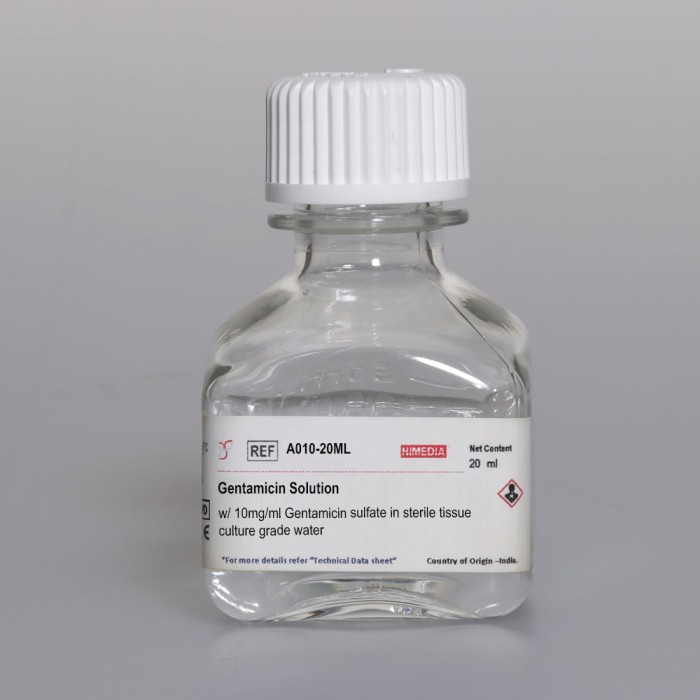 Gentamicin Solution w/ 10mg/ml Gentamicin sulfate in sterile tissue culture grade water