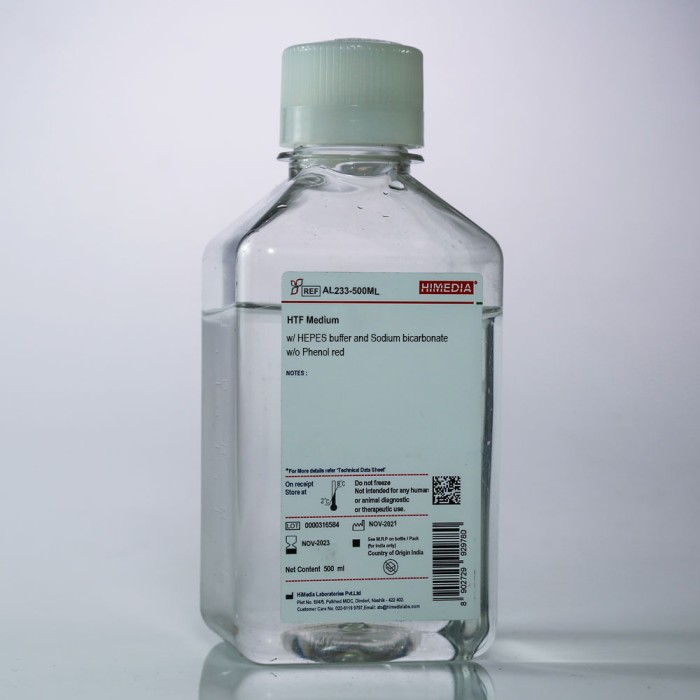 HTF Medium w/ HEPES buffer and Sodium bicarbonate w/o Phenol red