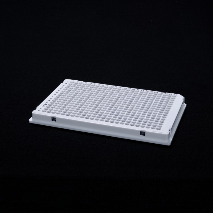384 well Full-skirt White plate with clear wells