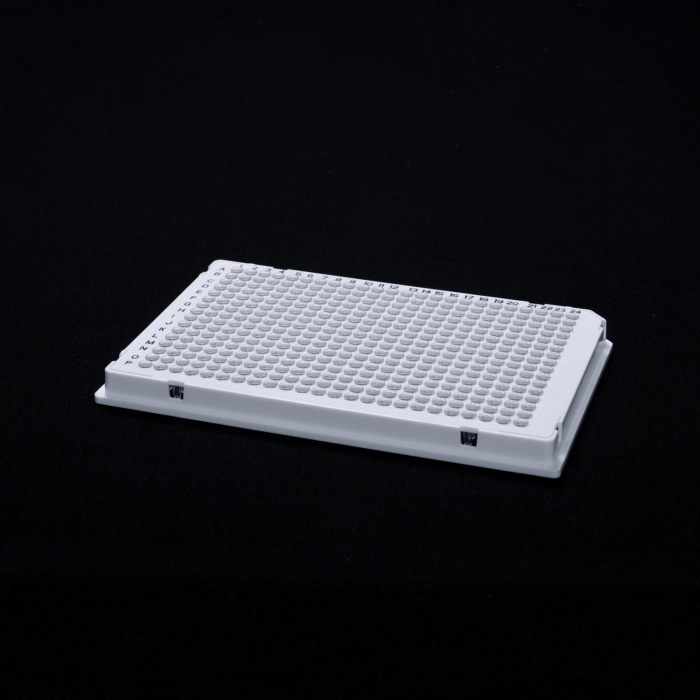 384 well Full-skirt White plate with clear wells