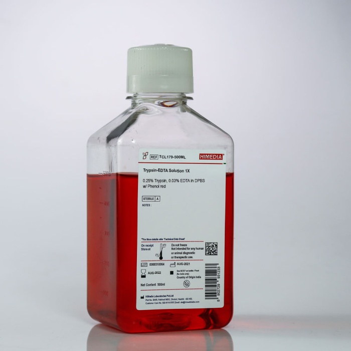 Trypsin-EDTA Solution 1X 0.25% Trypsin, 0.03% EDTA in DPBS w/ Phenol red