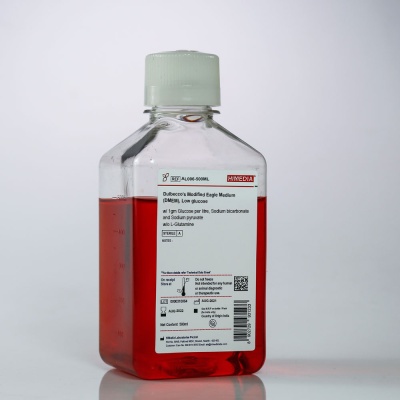 Dulbecco’s Modified Eagle Medium (DMEM), Low glucose w/ 1gm Glucose per litre, Sodium bicarbonate and Sodium pyruvate w/o L-Glutamine