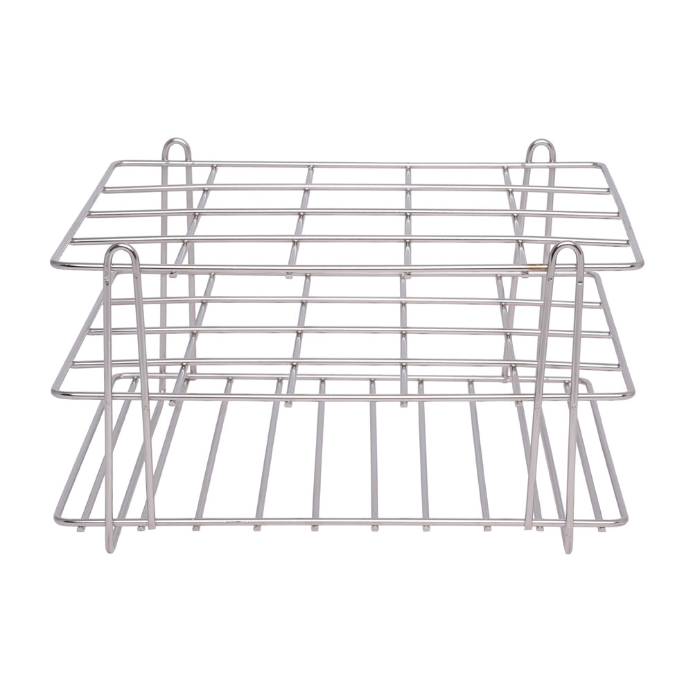 Stainless Steel Test Tube Rack With 50 Square Holes - 3-Layer Laboratory Stand With Handle